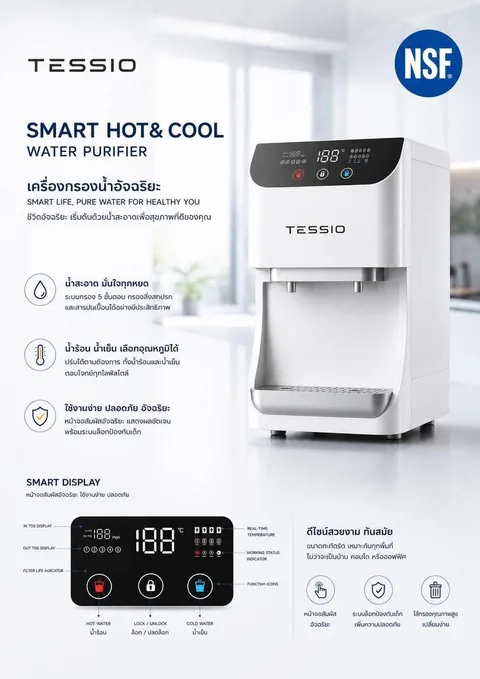 แผ่นข้อมูลสินค้า เครื่องกรองน้ำร้อน-เย็น TESSIO Smart Hot & Cool 1